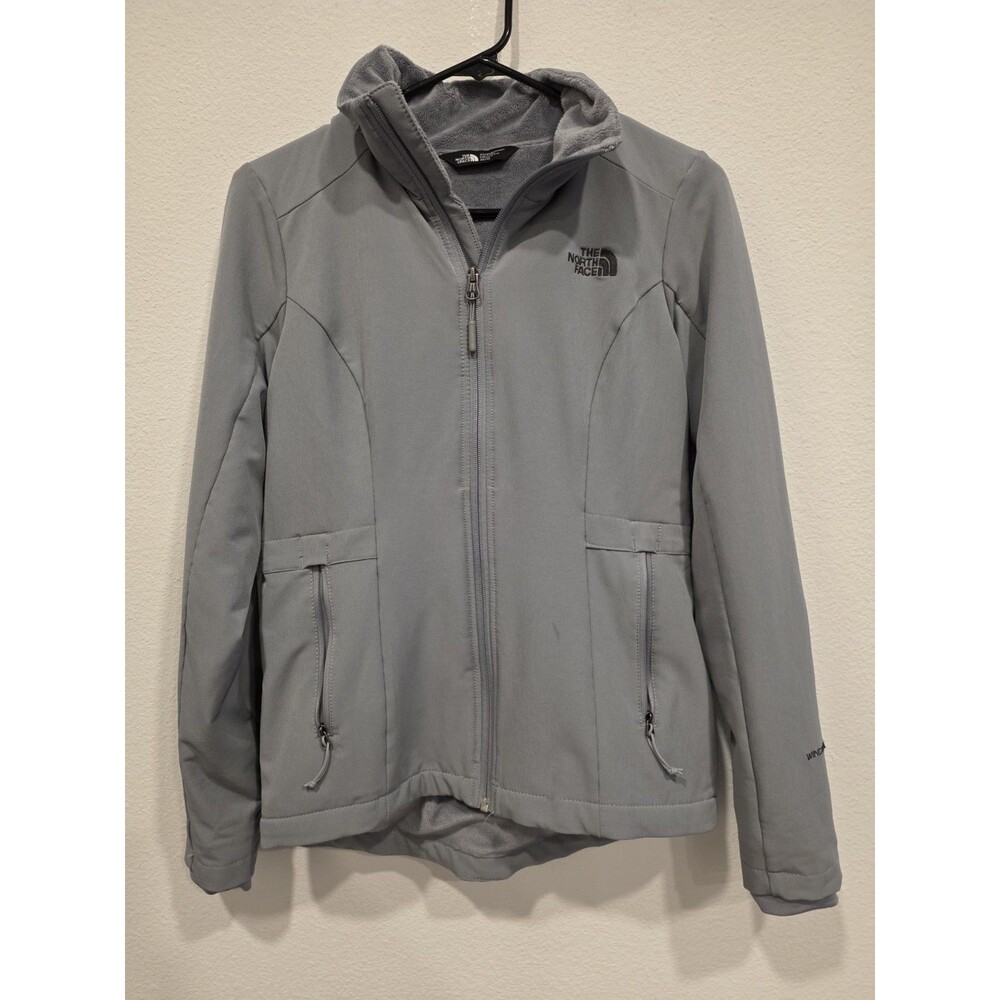 The North Face Jacket Womens Windwall Hooded Zip Front Light Gray - XS
